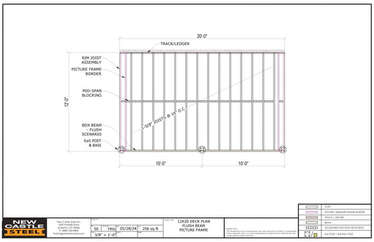 New Castle Steel Deck Framing Kit (Black) - 12x20 Deck, Flush Beam, Picture Frame - Advantage Lumber