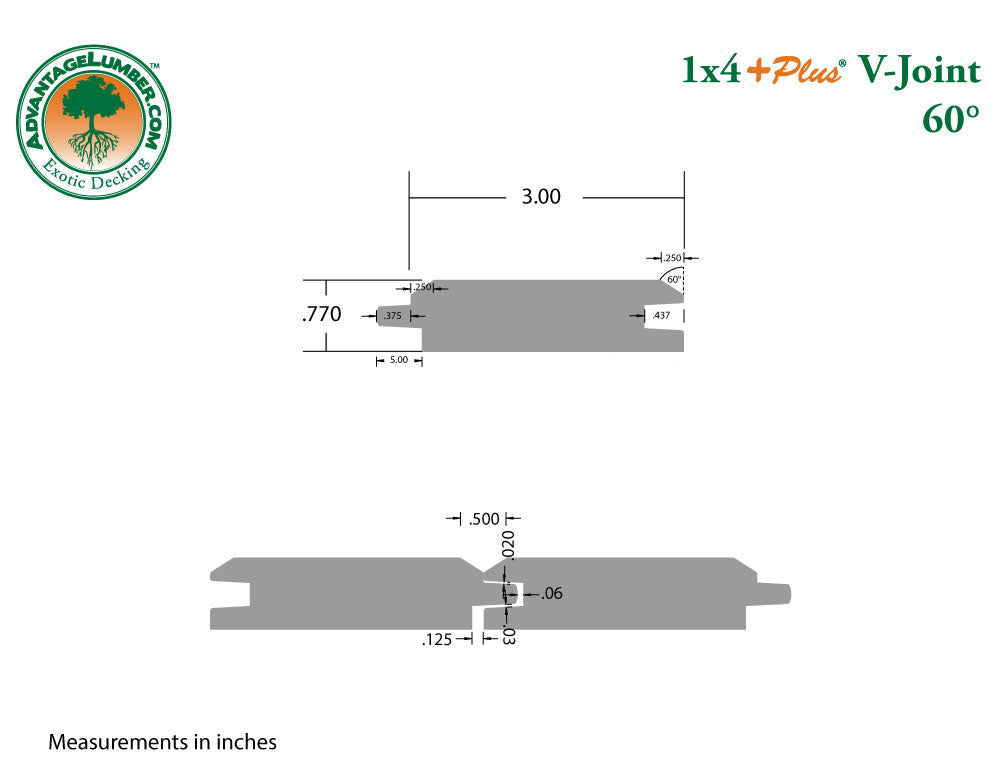 1x4 +Plus Cumaru 60° V-Joint 6'-18' Surface Kit