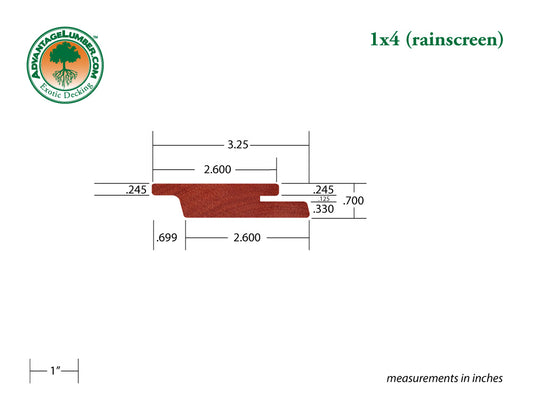 1 x 4 Brazilian Redwood (Massaranduba) Rainscreen Siding