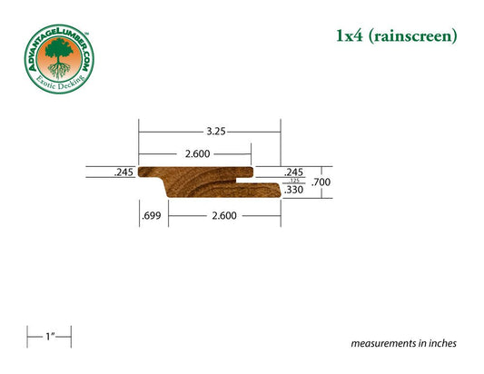 1 x 4 Teak Rainscreen Siding (Select Grade) - Advantage Lumber