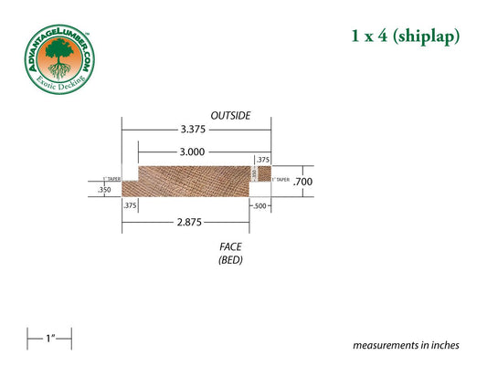1x4 Western Red Cedar Shiplap - Clear Vertical Grain (CVG) - S4S/KD - Advantage Lumber