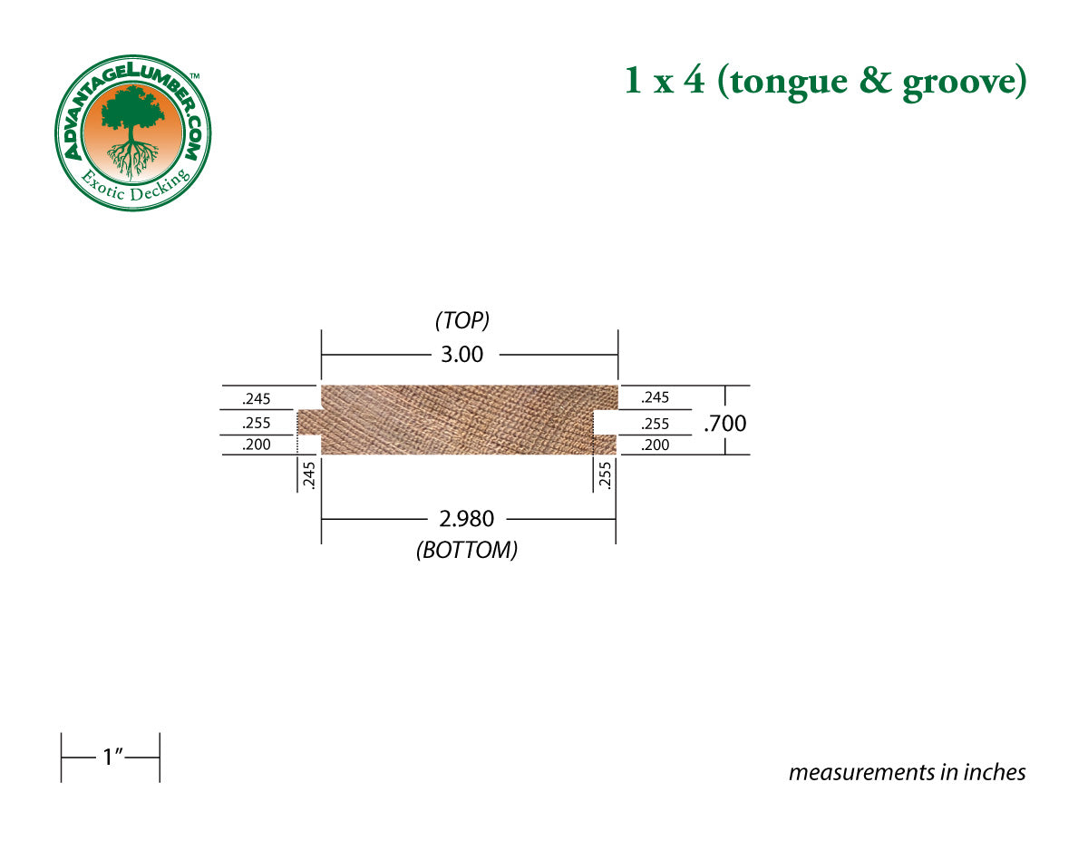 1x4 Western Red Cedar Tongue & Groove Square-Edge - Clear Vertical Grain (CVG) - S4S/KD