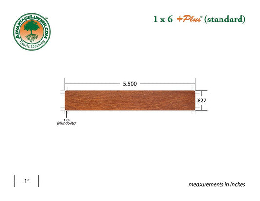 1 x 6 +Plus® Cumaru Wood Decking, B-Grade Random Length - Advantage Lumber