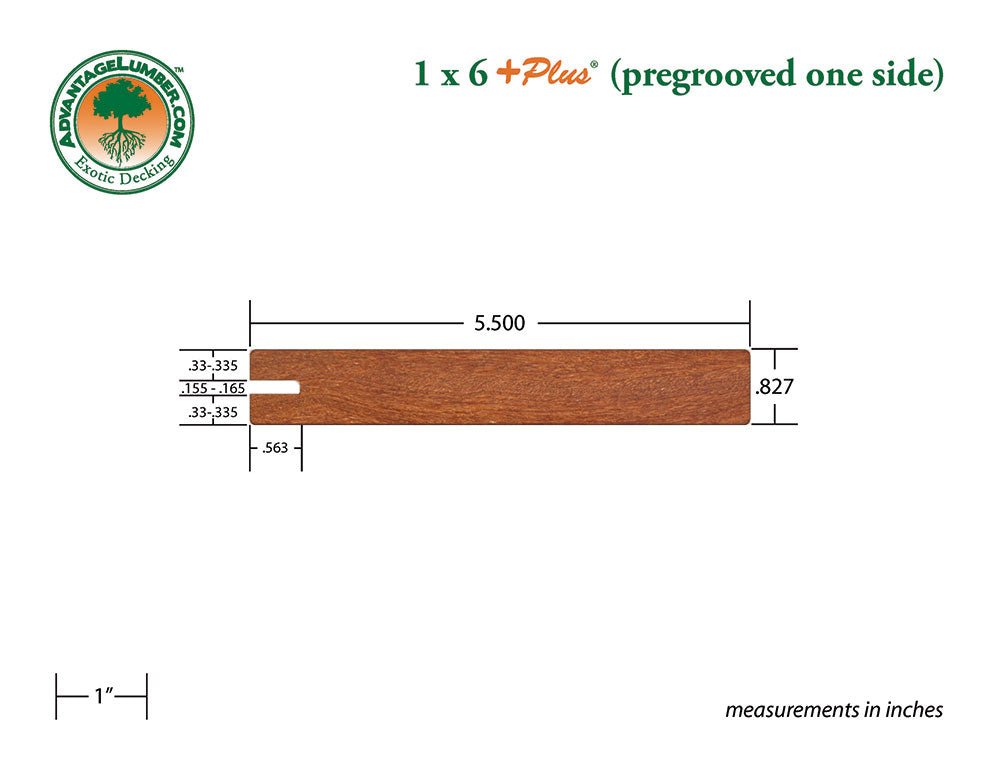 FSC® 1x6 +Plus® Cumaru One-Sided Pre-Grooved - Advantage Lumber