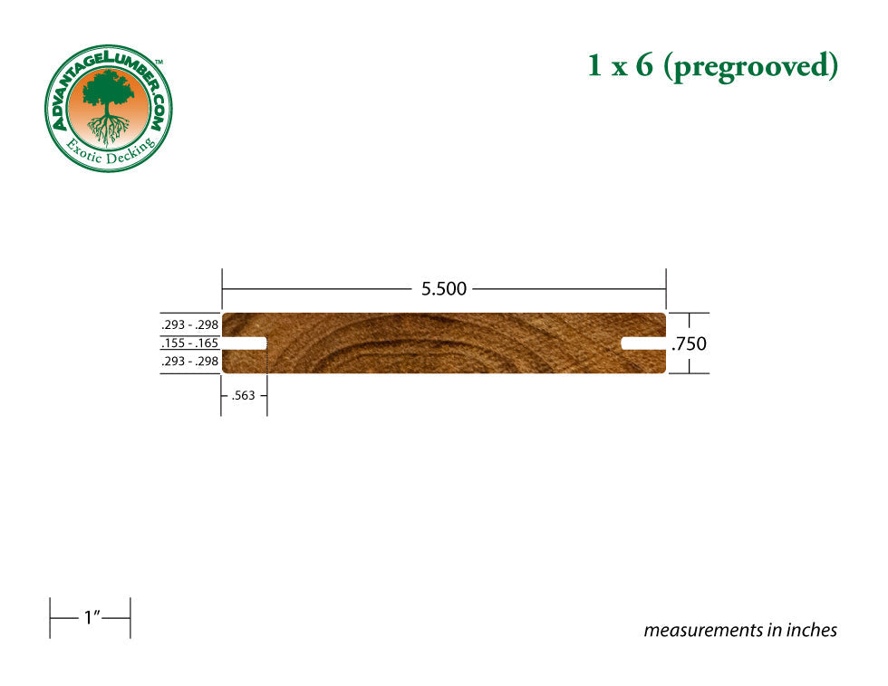 1 x 6 Teak - Plantation Pre-Grooved Decking (Premium Grade)