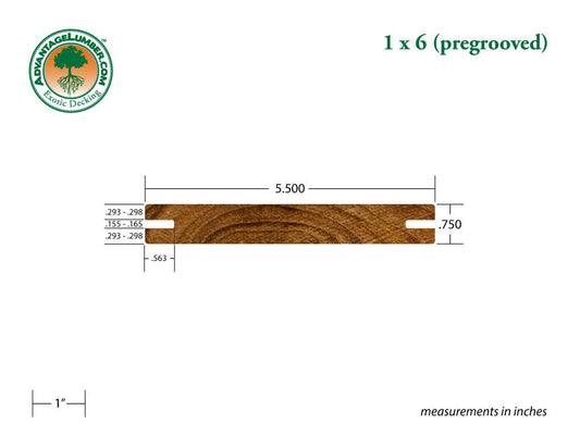 1 x 6 Teak - Plantation Pre-Grooved Decking (Premium Grade) - Advantage Lumber