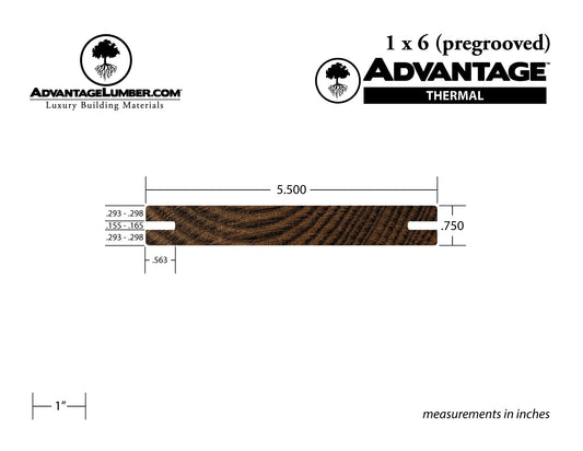 Advantage Thermally Modified Pine, 1x6 Pre-Grooved