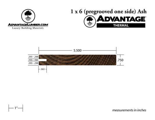 Advantage Thermally Modified Ash, 1x6 One-Sided Pre-Grooved