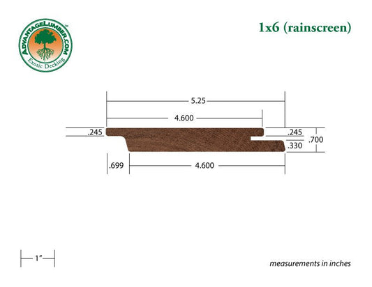 1 x 6 Mahogany (Red Balau) Rainscreen Siding - Advantage Lumber