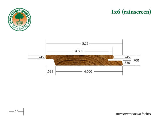 1 x 6 Teak Rainscreen Siding (Select Grade) - Advantage Lumber