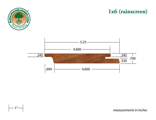 1 x 6 Golden Mahogany™ (Yellow Balau) Rainscreen Siding - Advantage Lumber