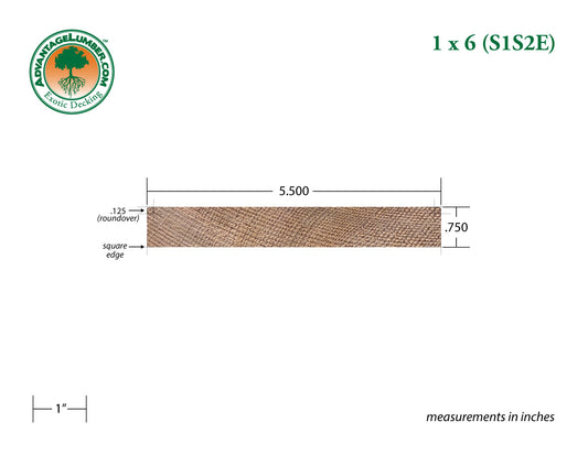 1x6 Western Red Cedar - Select Knotty (STK) Appearance Grade - S1S2E/KD