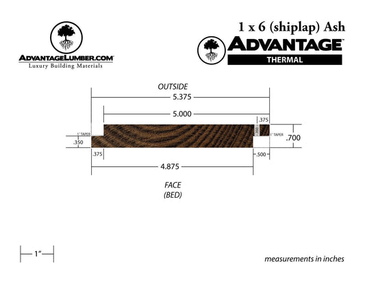 Advantage Thermally Modified Ash, 1x6 Shiplap - Advantage Lumber