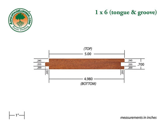 1 x 6 Golden Mahogany™ (Yellow Balau) Wood T&G Square-Edge Decking - Advantage Lumber