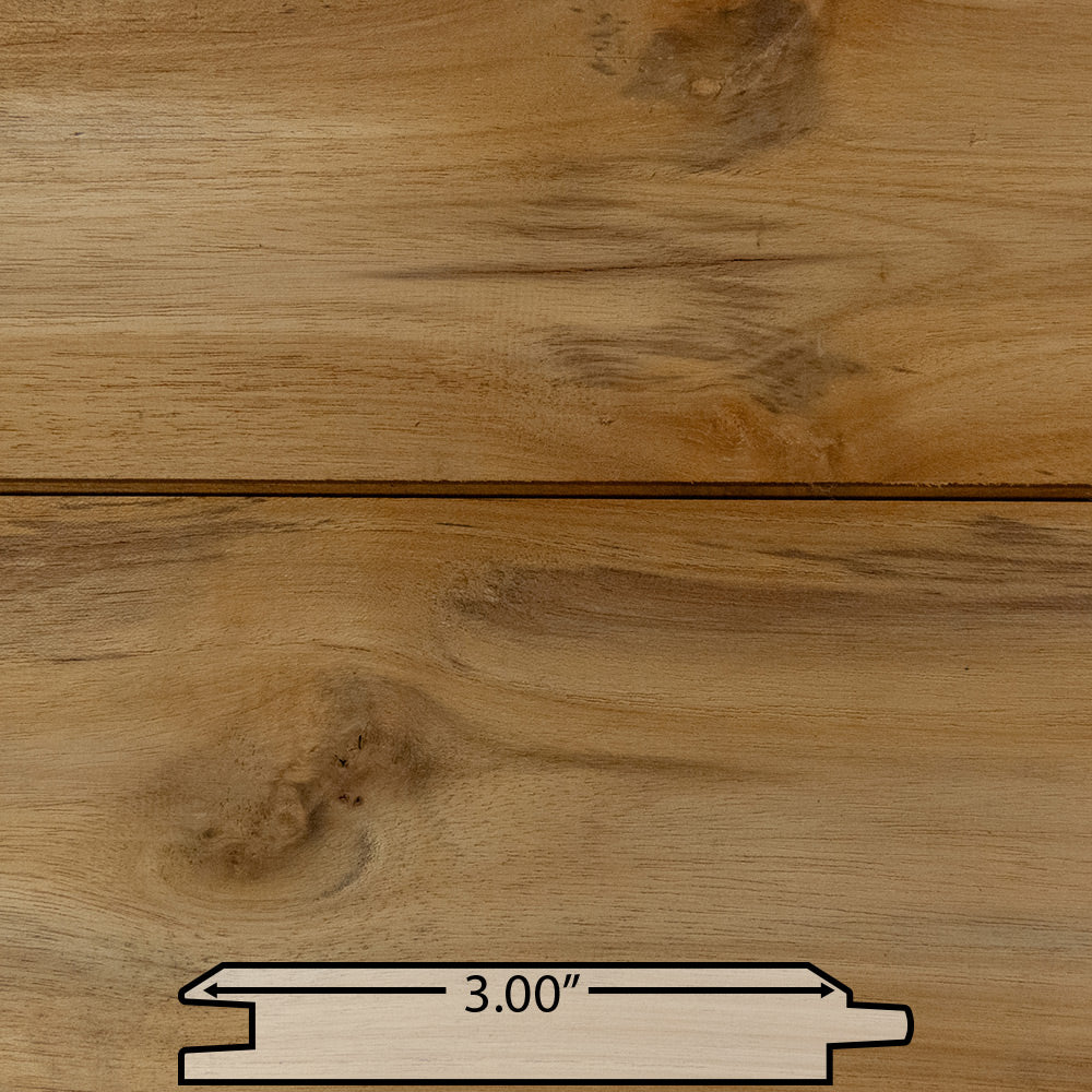 1x4 Plantation Teak 45° V-Groove Unfinished, Character Grade
