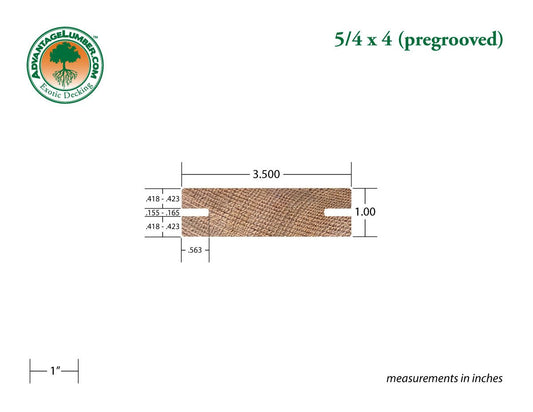5/4x4 Western Red Cedar Pre-Grooved - Clear Vertical Grain (CVG) - S4S/KD - Advantage Lumber