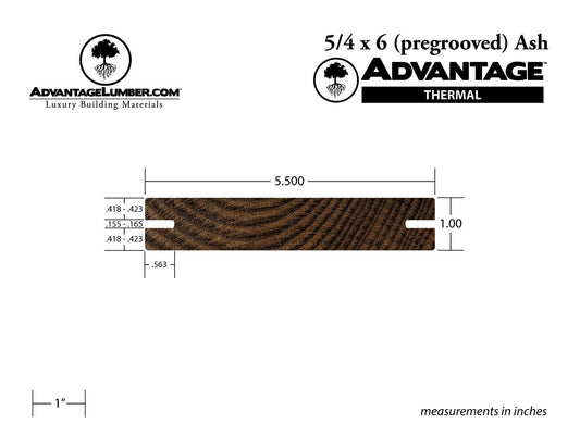 Advantage Thermally Modified Ash, 5/4x6 Pre-Grooved - Advantage Lumber