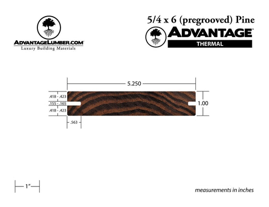 Advantage Thermally Modified Pine, 5/4x6 Pre-Grooved - Advantage Lumber