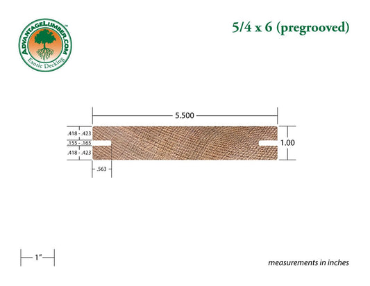 5/4x6 Western Red Cedar Pre-Grooved - Clear Vertical Grain (CVG) - S4S/KD - Advantage Lumber