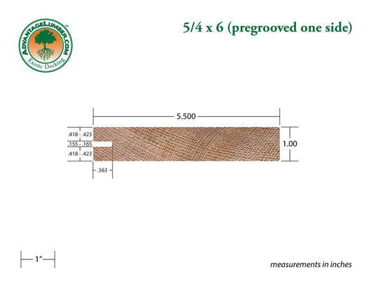 5/4x6 Western Red Cedar One-Sided Pre-Grooved - Clear Vertical Grain (CVG) - S4S/KD - Advantage Lumber