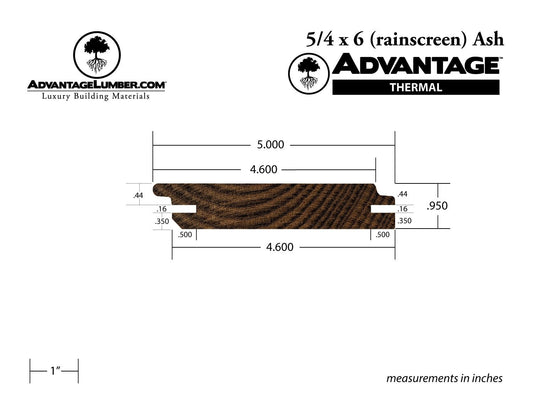 Advantage Thermally Modified Ash, 5/4x6 Rainscreen - Advantage Lumber