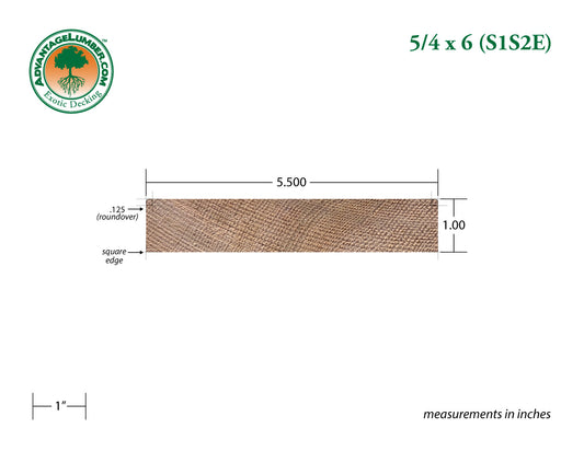 5/4x6 Western Red Cedar - Select Knotty (STK) Appearance Grade S4SEE