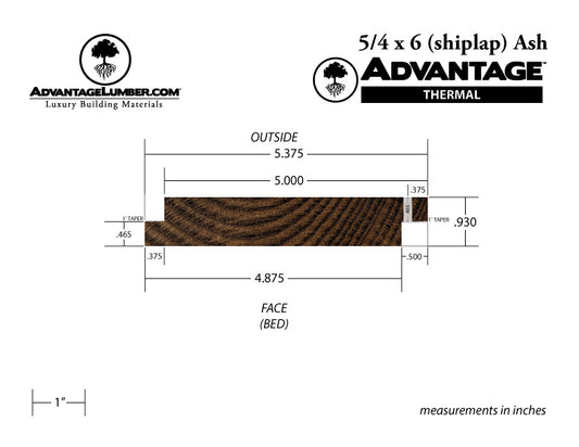 Advantage Thermally Modified Ash, 5/4x6 Shiplap