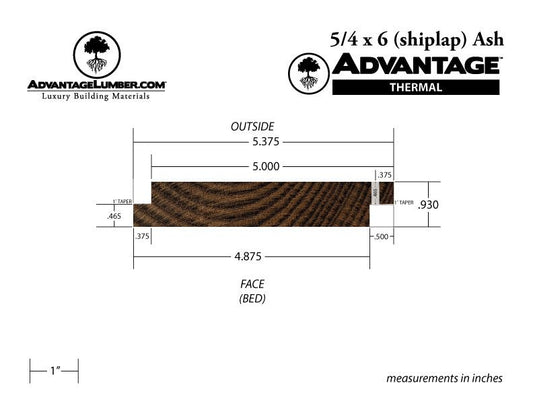 Advantage Thermally Modified Ash, 5/4x6 Shiplap - Advantage Lumber