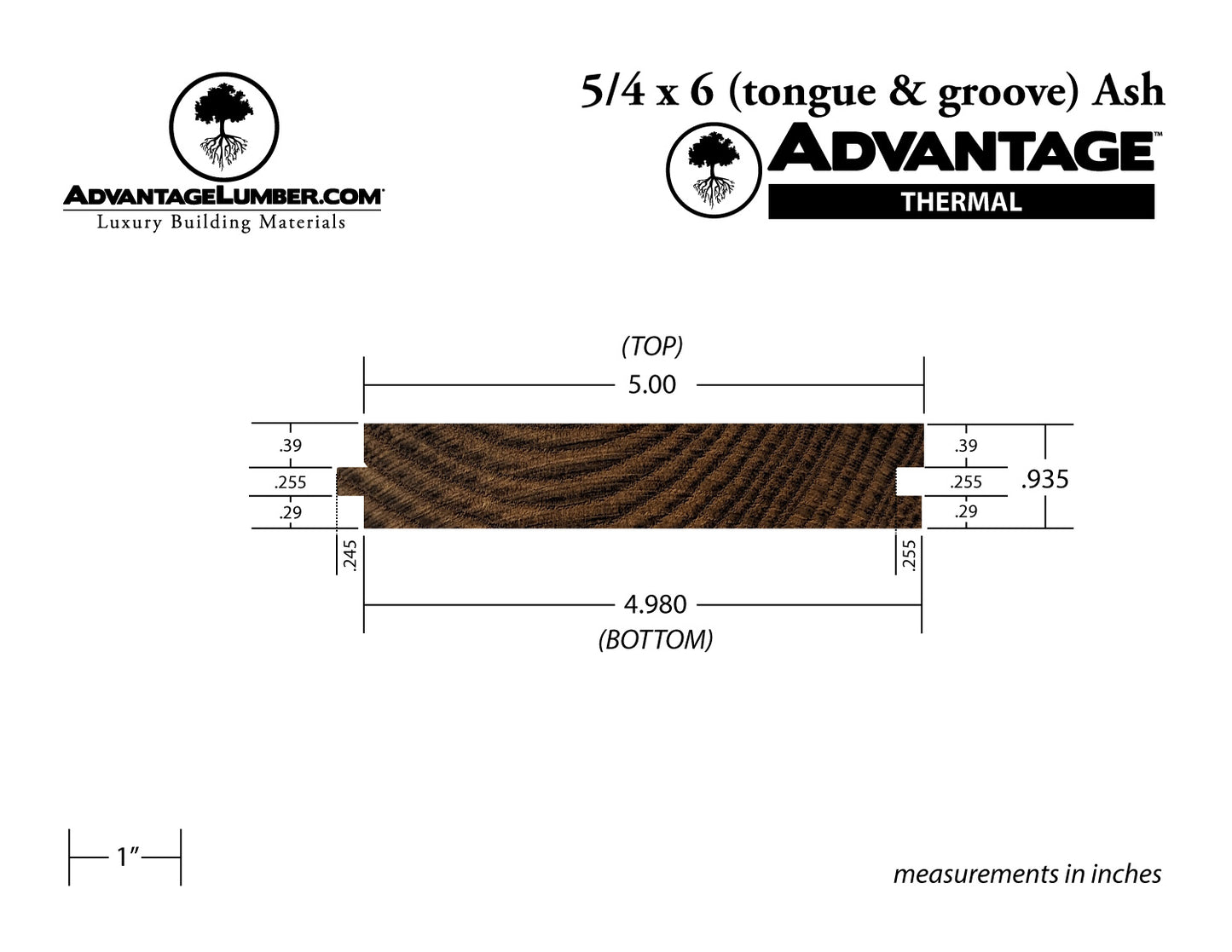 Advantage Thermally Modified Ash, 5/4x6 T&G
