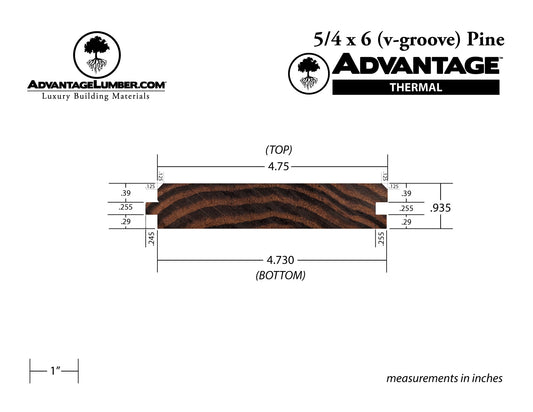 Advantage Thermally Modified Pine, 5/4x6 45° V-Groove
