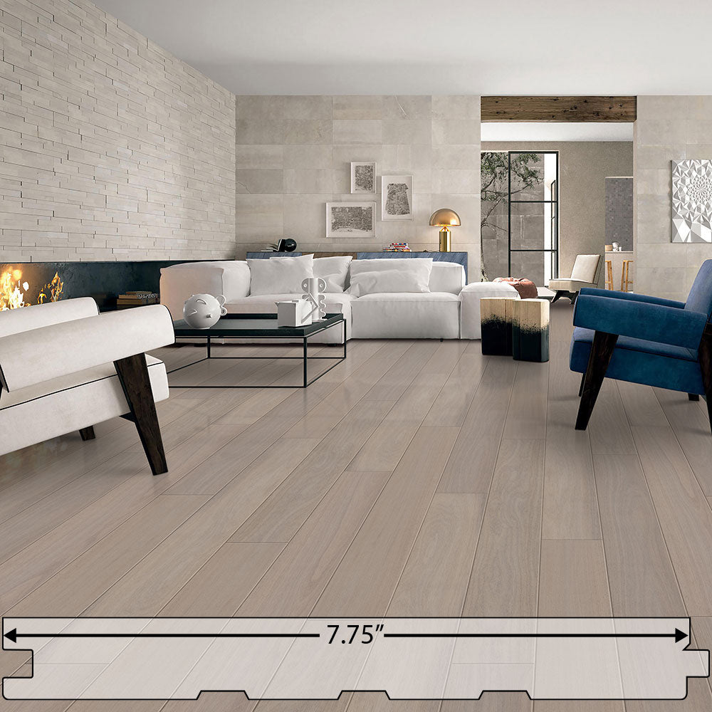 Brazilian Oak (Tauari) Dove Gray Beach Engineered Flooring 7.75″ Prefinished Matte Wire-Brushed, $9.41/sqft