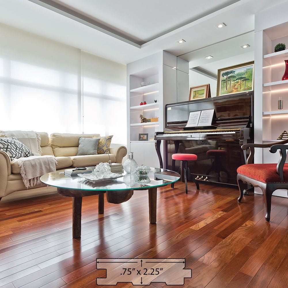 Brazilian Cherry (Jatoba) Solid Flooring 0.75″ x 2.25″ Prefinished Satin, $5.97/sqft - Advantage Lumber