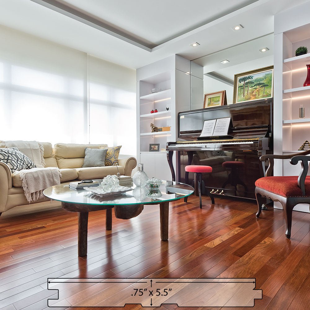 Brazilian Cherry (Jatoba) Solid Flooring 0.75″ x 5.5″ Prefinished Satin, $11.13/sqft - Advantage Lumber