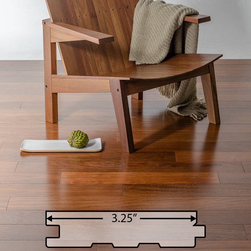 Brazilian Chestnut (Sucupira) Solid Flooring 3.25″ Prefinished Satin, $5.96/sqft