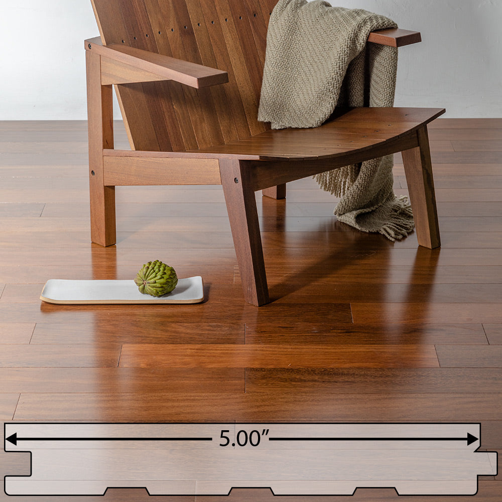 Brazilian Chestnut (Sucupira) Solid Flooring 5″ Prefinished Matte, $5.92/sqft