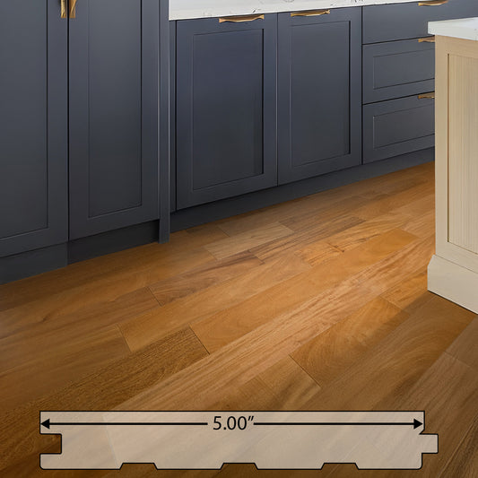 Garapa Solid Flooring 5″ Prefinished Satin, $5.67/sqft