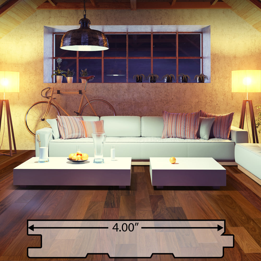 Ipe (Brazilian Walnut) Solid Flooring 4″ Prefinished Satin, $7.45/sqft