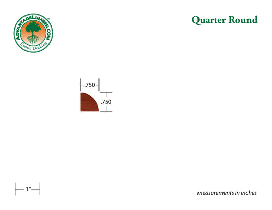 Brazilian Redwood (Massaranduba) Quarter-Round Molding