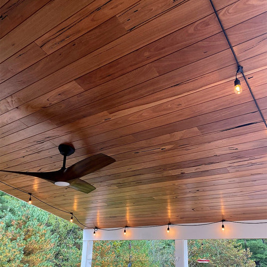 1 x 6 End-Matched 60° V-Joint Pecky Bolivian Walnut, Prefinished Free Sample - Advantage Lumber