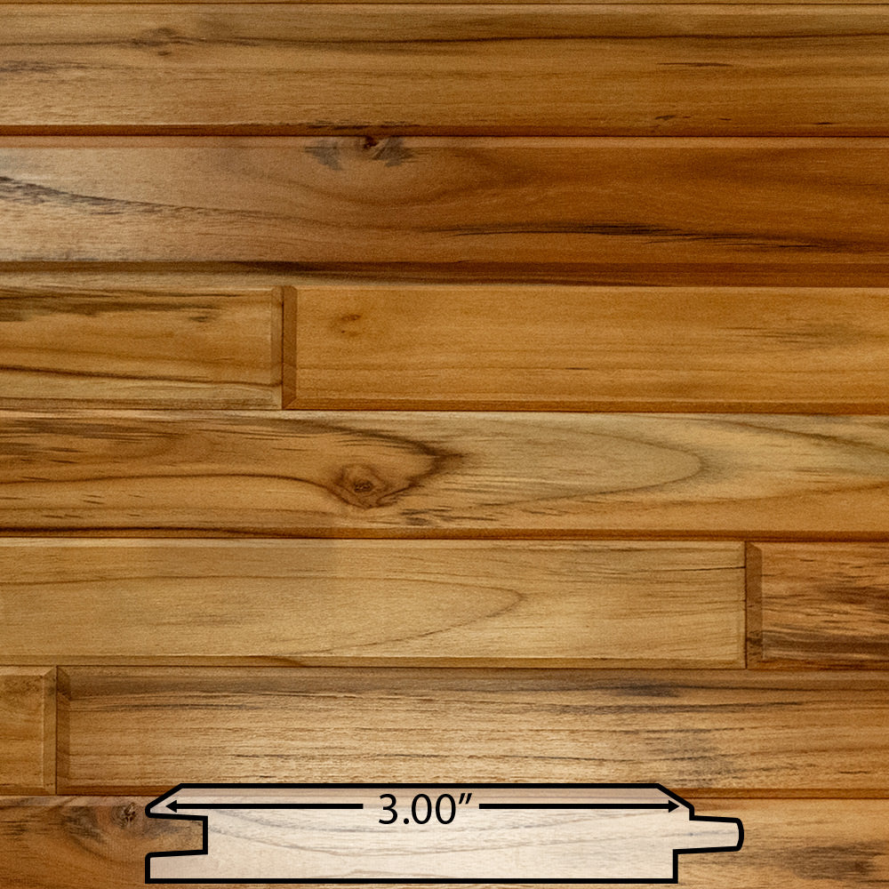 1x4 Plantation Teak End-Matched 60° V-Joint Prefinished, Character Grade
