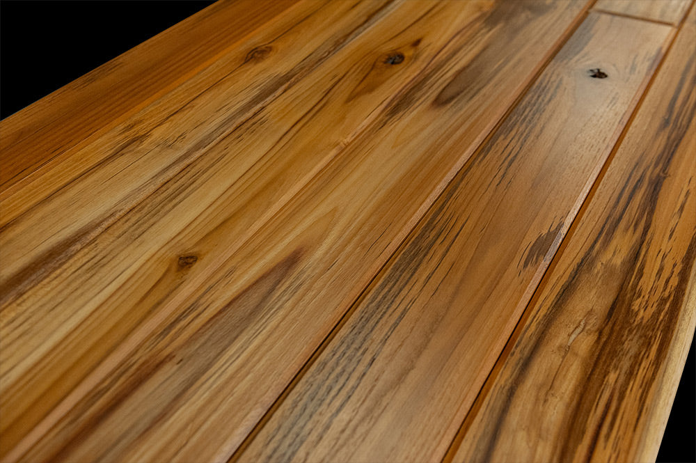 1x6 Plantation Teak End-Matched 60° V-Joint Prefinished, Character Grade