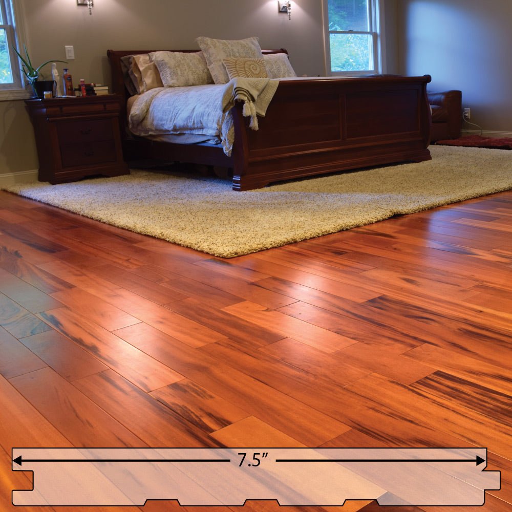 Tigerwood (Goncalo Alves, Muiracatiara, Brazilian Koa) Engineered Flooring 0.625″ x 7.5″ Prefinished Matte, $8.49/sqft - Advantage Lumber