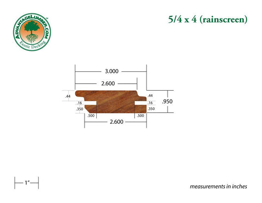 5/4 x 4 Golden Mahogany™ (Yellow Balau) Rainscreen Siding - Advantage Lumber