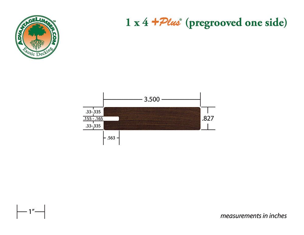 FSC® 1x4 +Plus® Ipe One-Sided Pre-Grooved - Advantage Lumber
