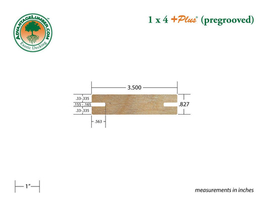 1 x 4 +Plus® Garapa Wood Pre-Grooved Decking (21mm x 4) - Advantage Lumber