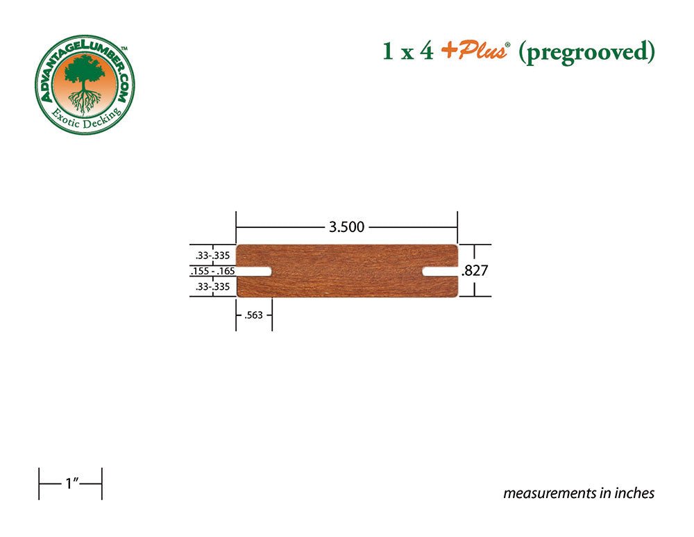 1x4+Plus Cumaru Pre-Grooved 6'-18' Deck Surface Kit - Advantage Lumber