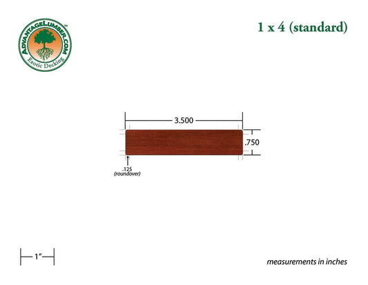 1 x 4 Brazilian Redwood (Massaranduba) Wood Decking - Advantage Lumber