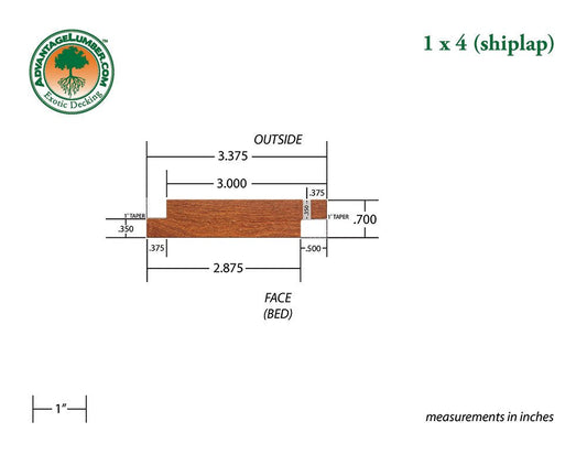 1x4 Cumaru Shiplap 6'-18' Siding Surface Kit - Advantage Lumber