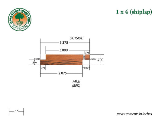 1x4 Tigerwood Shiplap 6'-18' Siding Surface Kit - Advantage Lumber