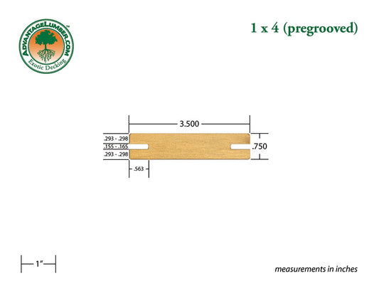 1 x 4 Garapa Wood Pre-Grooved Decking